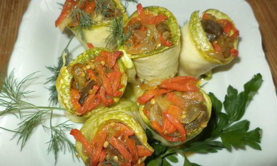 Рецепт рулетиков из кабачков