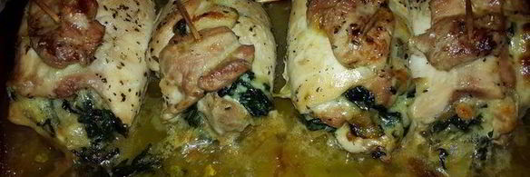 рулетики из курицы со шпинатом и картофельное пюре