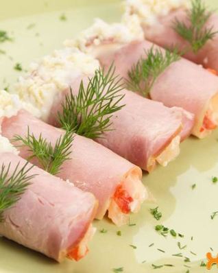 Рулетики из ветчины