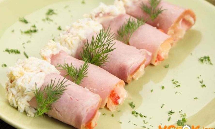 Рецепт рулетиков из ветчины