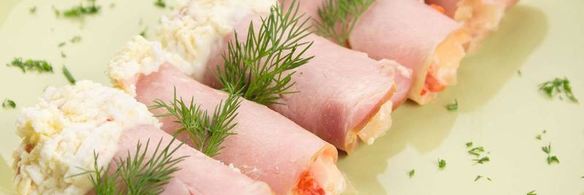 рулетики из ветчины