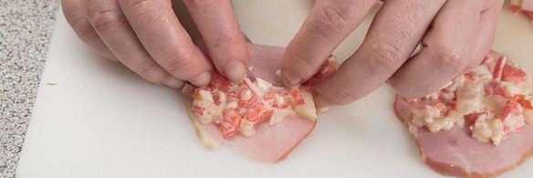 рулетики из ветчины