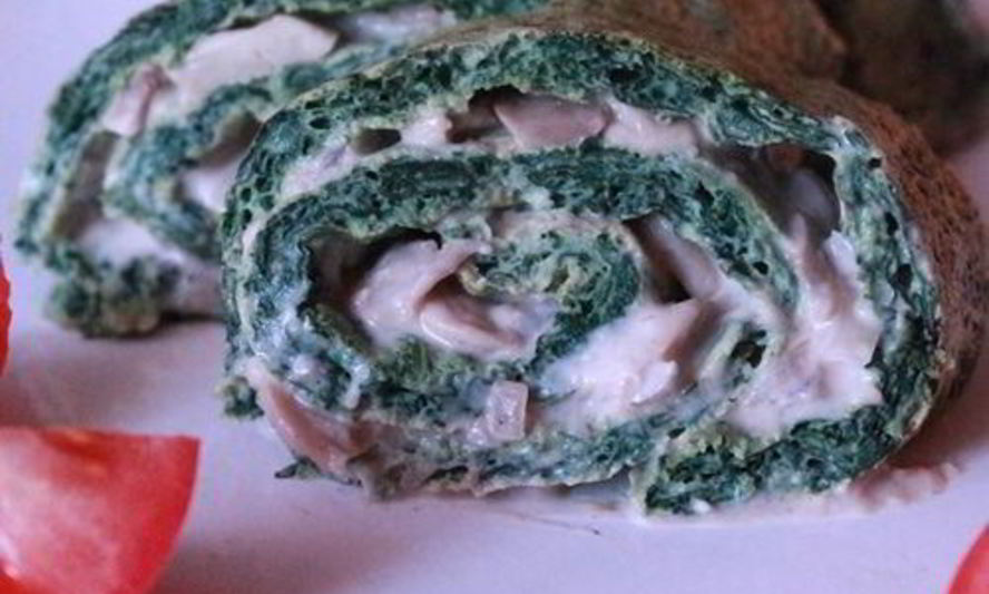 Рецепт шпинатного рулета с грибной начинкой