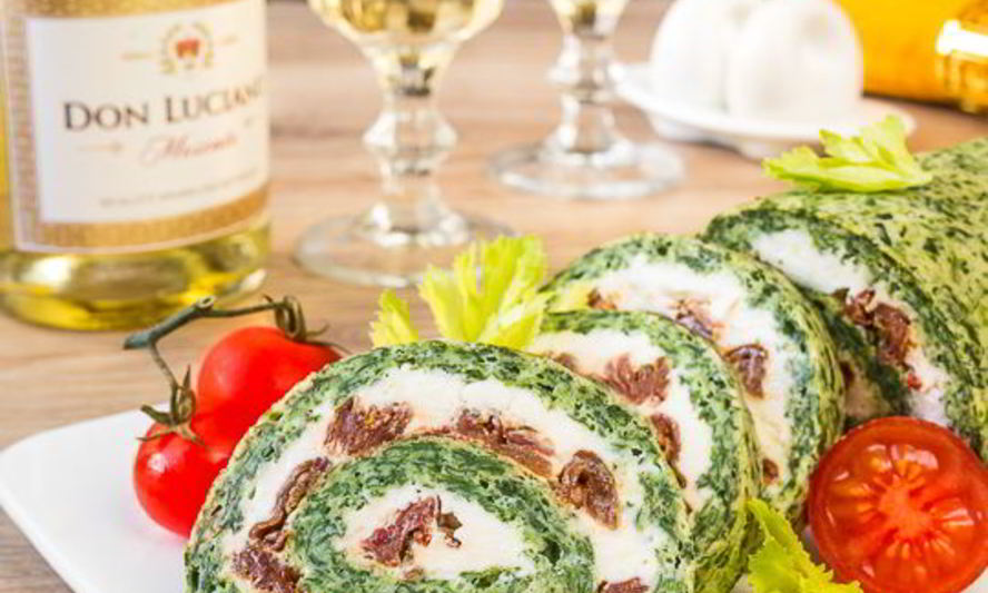Рецепт шпинатного рулета с вялеными томатами