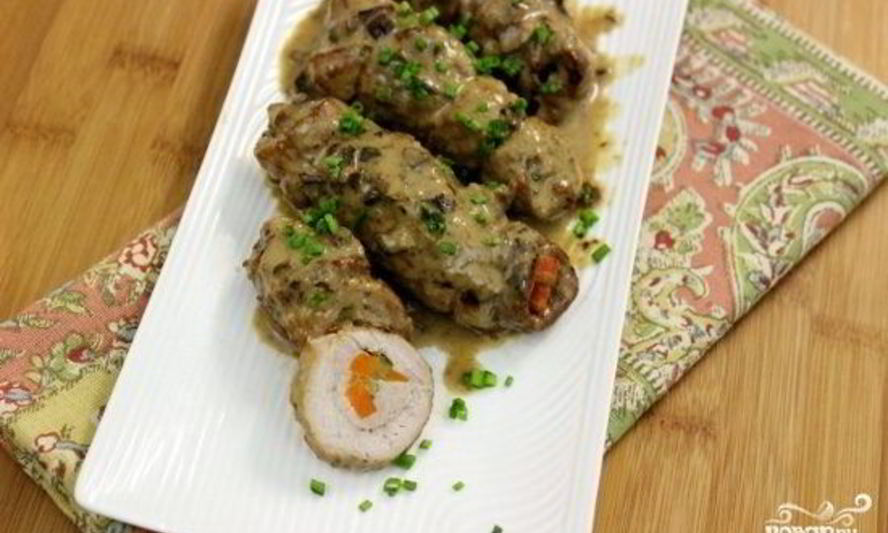 Рецепт свиных рулетиков с начинкой