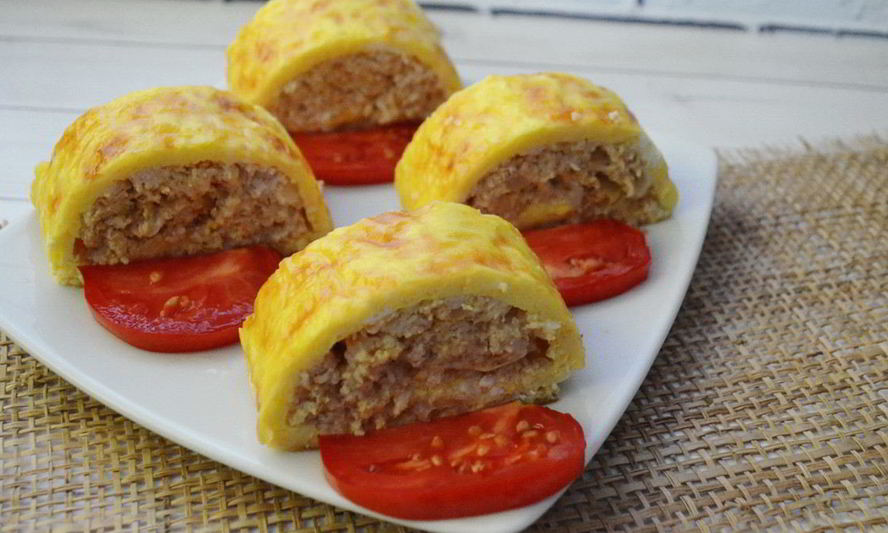 Рецепт сырно-мясного рулет