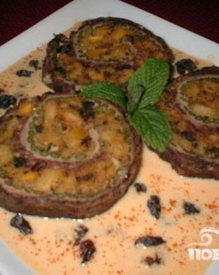 Утиные рулеты с тыквенно-грибной начинкой