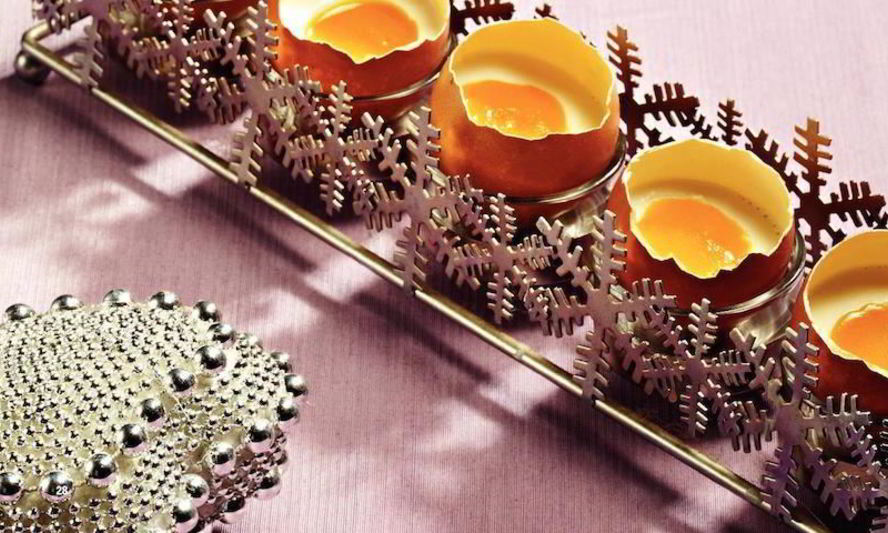 Рецепт вареных яица - кокосовой панакотты с манговым пюре