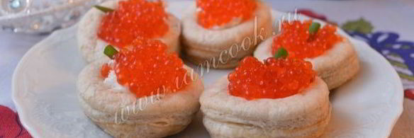 волованы с красной икрой