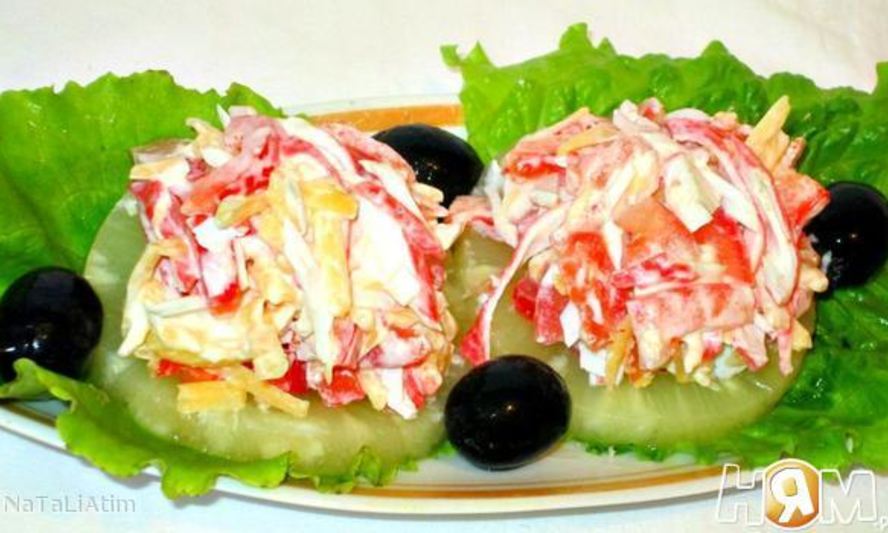 Рецепт закуски из крабовых палочек островок