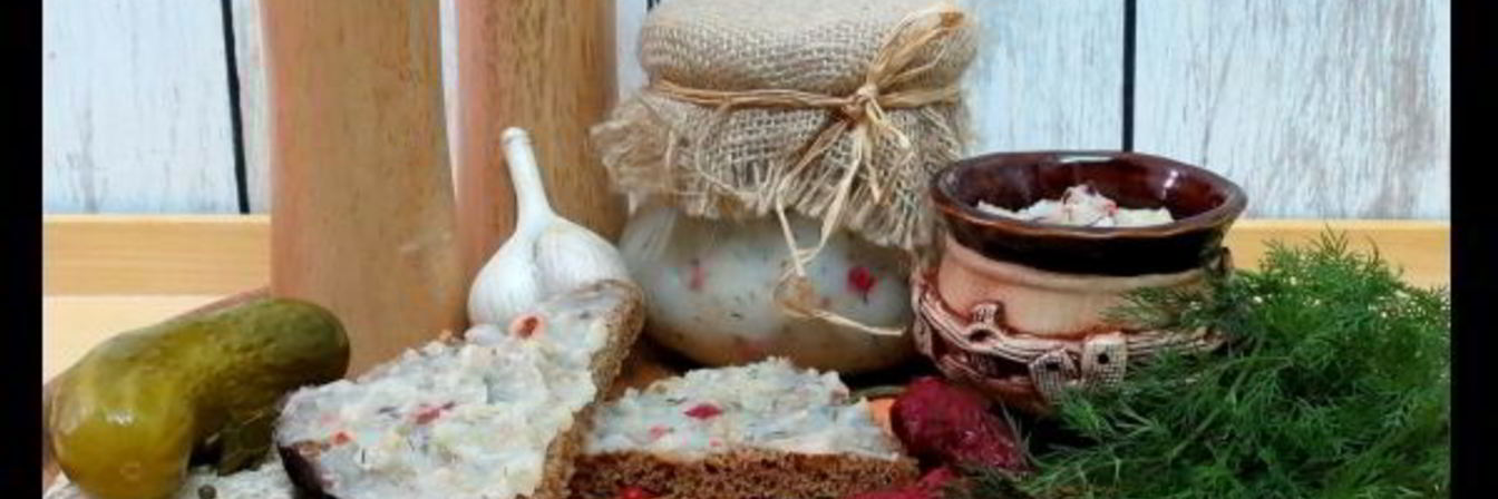 Закуска из сала с чесноком