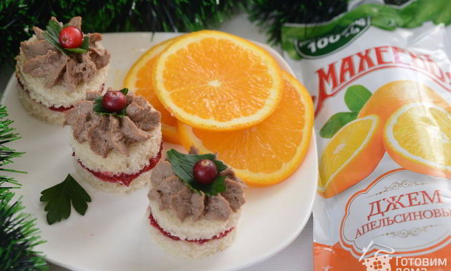 Рецепт закуски с паштетом и клюквенным чатни